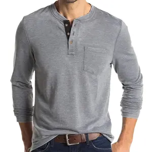 Men's T-Shirts Men Beefy T Henley Shirts Cotton Long Sleeve Shirts for men