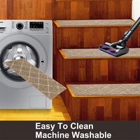 Tapis d'escalier modernes en polyester rayé, super absorbants et antidérapants, pour marches en bois