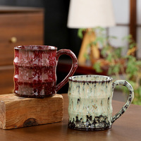 Meilleure vente transfrontalière : Tasse à café en céramique de style américain, design vintage de luxe léger, glaçure effet four, motif nœud de bambou