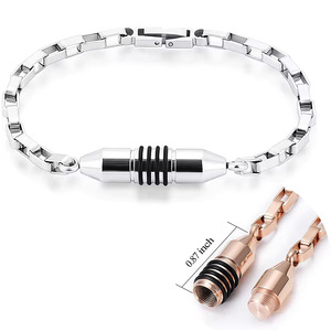 Edelstahl-Feuer bestattungs armband für Asche-zylindrisches Feuer bestattungs armband für menschliche Asche-Gedenk schmuck - Product Image 4