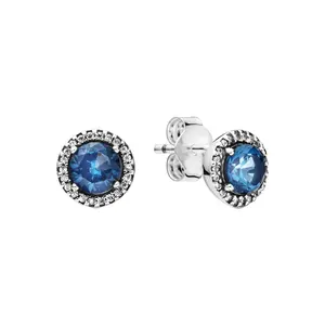 Hot 925 Sterling Silver Charm Double Hoop Eternal Heart Earrings Women Fashion Pendant Sparkling Pave Stud Earrings Jewelry Gift