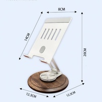 Support de tablette rotatif à 360° en bois de noyer de luxe à faible MOQ, support de téléphone de bureau réglable en aluminium pour tablettes de 4 à 12,9 pouces