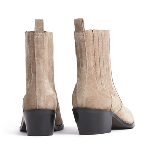 Bottines Chelsea Western pour femmes en daim marron de haute qualité, fabriquées à la main, avec étiquette privée - Product Image 3