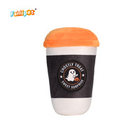Jouet en peluche souple et grinçant pour chien, nouveau design sur le thème d'Halloween, en forme de tasses à café, de la marque Famipet, vente en gros