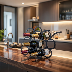 Estantes de Exhibición Modernos de Acero Inoxidable, Soporte para Botellas, Vinoteca, Mueble para Vino de Piso a Techo - Product Image 2