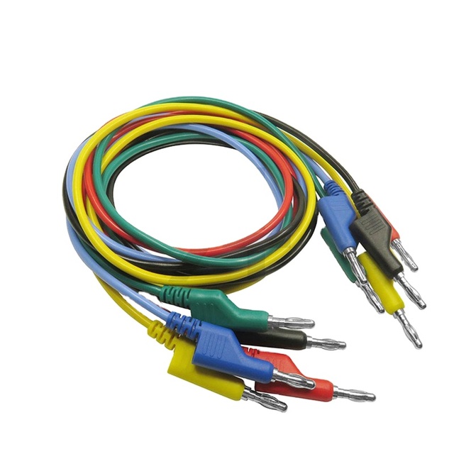 JIALUN 5PCS 4MM Banana Plug to Banana Plug Multimeter Test Leads Cable Kit 100cm Length Copper Conductor Material
