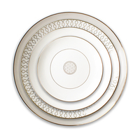 Service de table en céramique de luxe moderne avec bordure dorée, assiettes de service en porcelaine, vaisselle en porcelaine fine, ustensiles de cuisine en porcelaine fine, vente en gros