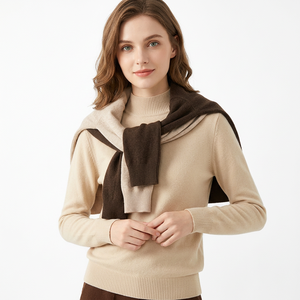 Suéter de Cuello Alto para Mujer, 100% Cachemira, Manga Larga, Color Sólido, Estilo Minimalista, Otoñal, Antipilling, Tejido de Punto - Product Image 3