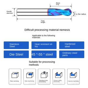 2 lưỡi 65 độ cacbua vonfram thép bóng cuối nhà máy đôi lưỡi r-cutter thẳng Shank ticn tráng <span class=keywords><strong>CNC</strong></span> ODM tùy chỉnh - Product Image 4