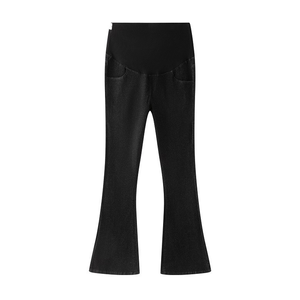 <span class=keywords><strong>Jean</strong></span> de maternité extensible pour femme, coupe bootcut, taille élastique, poche ventrale, design évasé, délavage neige, respirant, longueur intégrale - Product Image 6