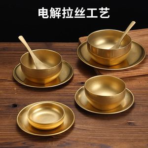 Vintage Gold Stainless Steel Tableware Set Round Dishwasher Safe Daily Use - Product Image 5