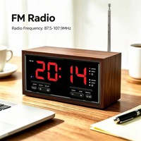 Vintage wekkerradio met snelle draadloze oplading, dubbele wekkers, snooze-functie, dimmer, retro klok voor de slaapkamer