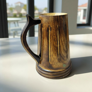 100% chope à bière naturelle en bois avec manche en bois chope à bière en bois tasses de vente chaude pour la maison hôtel et restaurant - Product Image 1