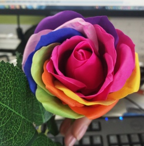 L flores artificiales de rosas arcoíris para regalo - Product Image 5
