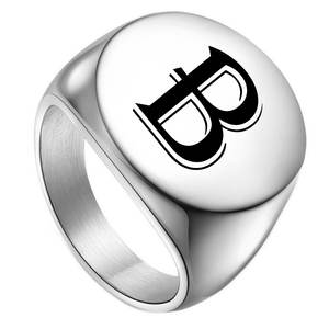 Custom <strong>Signet</strong> <strong>Ring</strong> Stamp Male Band Stainless Steel Letters Custom Jewelry <strong>Rings</strong> Gift for <strong>Men</strong> - Product Image 4