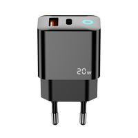 Cargador de Pared USB-C PD 3.0 de 20W con Enchufe Europeo, Carga Rápida QC3.0, Adaptador de Corriente de 5V/3A, Gran Venta