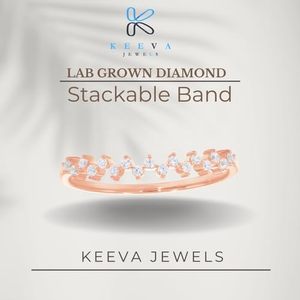 KEEVA JEWELS Oro Blanco de 10K 0.12Ct Diamante cultivado en laboratorio Zig Zag Banda Apilable Tamaño 8,5 Color DE LA F-G VS Claridad - Product Image 5