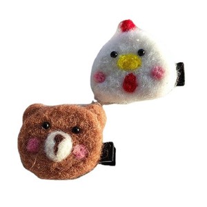 Pinza para el pelo con diseño de oso al estilo de Zhao Lusi, broche de fieltro de lana hecho a mano estilo INS, popular en 2021, perfecto para flequillo. - Product Image 5