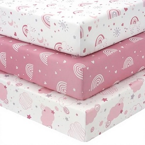 FIEMOL Draps de lit pour bébé, ajustés, pour fille, 38x26, mini berceau, lot de 3, anti-boulochage, microfibre super douce, <span class=keywords><strong>160</strong></span> fils, rose - Product Image 4