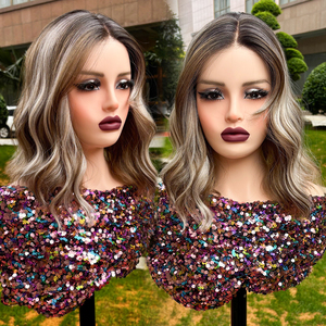 Julianna Futura Fiber Body Wave Ombre Colored Mono Glueless Lace Front Natural Synthetic Hair <strong>Monofilament</strong> <strong>Wigs</strong> for White Women - Product Image 1