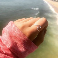 Bijoux pour femme, boucles d'oreilles en argent Sterling 925, vague d'océan, bague de doigt, perles bleues