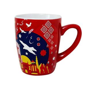 Custom <b>Ceramic</b> Mug Red With Islamic Design And Birds Pattern For Giveaways Single <b>Cup</b> - Product Image 5