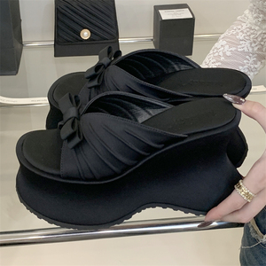Nouvelles sandales compensées confortables à talon épais et nœud, imprimé léopard, à bride unique, pour femme, idéales printemps-automne - Product Image 3