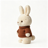 Peluche Lapin Esthétique avec Pull Tricoté, Doux et Moelleux, Compagnon Réconfortant, Jouet Animal en Peluche