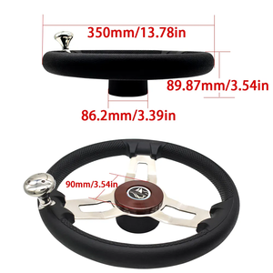 Rueda de barco de acero inoxidable marino de 13,5 "Navi con espuma negra de PU y perilla - Product Image 2