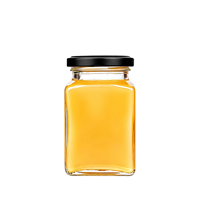 Vente en gros de pots en verre carrés de qualité alimentaire pour miel, vides, 280 ml, 380 ml, 500 ml, 730 ml, transparents, pour miel, confiture, sauce, emballage en verre