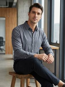 <span class=keywords><strong>Chemise</strong></span> <span class=keywords><strong>Homme</strong></span> Rétro à Col Rabattu en Soie Spandex, Manches Longues, Couleur Unie, D<span class=keywords><strong>éco</strong></span>ntractée, pour Printemps-Été – Vente en Gros - Product Image 5