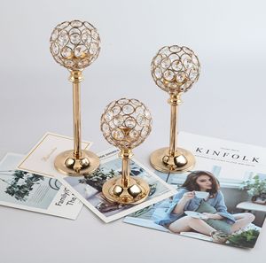 Lussuosi <span class=keywords><strong>Portacandele</strong></span> in Metallo Argentato con Cristalli, Candelabri in Vetro Dorato Personalizzabili per Tavoli da Matrimonio Perfetti - Product Image 5