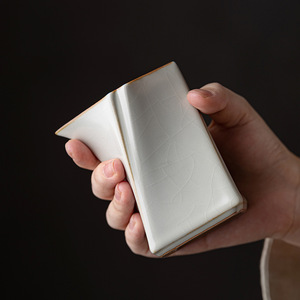Ru Porcelain Fair Cup Square Beige Crackle Pattern For Kung Fu <b>Tea</b> <b>Set</b> Accessories - Product Image 5