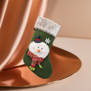 <b>Christmas</b> <b>Stocking</b> Green Snowman Design Plush Top Holiday Decor Gift Bag Candy <b>Holder</b> 19.7in Long - Product Image 1