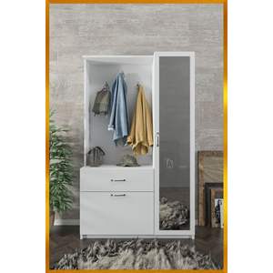 Reina Deluxe - Mueble Moderno y Duradero con Espejo Blanco para Zapatos y Abrigos, Ideal para Entrada, Pasillo o Armario - Product Image 5