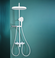 Ensemble de douche de luxe 4 fonctions avec massage des épaules, affichage numérique, système de douche à boutons piano en laiton, valve en céramique, pour appartement et hôtel
