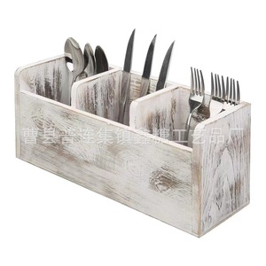 Wooden Storage Box Rectangle Open Top With Compartments For Kitchenware Tableware Desktop Organization - Product Image 2