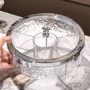Round Candy Box With Lid 1-3L Glass Storage Container For Snacks Dried Fruits Coffee Table Fruit Platter - Product Image 4