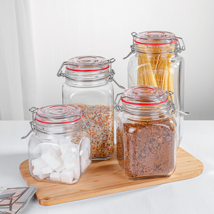 Wholesale Empty Kitchen Round Food Storage Container Glass Food Storage Jars With Lids