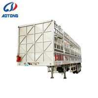 Semi-remorque de transport de bétail et de volailles AoTong de haute qualité, robuste, 3 essieux, 60 tonnes, 40 pieds, avec clôture
