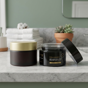 Customized 10G 15G 20G 30G 50G 100G Luxury Body Glass Jars with Screw <b>Cap</b> and Screen Printing for Face Cream and <b>Scrub</b> Filling - Product Image 1