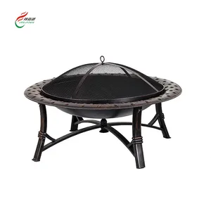 Outdoor Heating Fire Pit Camping Stainless Steel Black Fire Pit With Cooking Grill