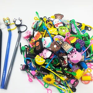 JT 8mm Funny Covers Cap Plugs Anti-dust Straw Tips Covers Reusable Topper For Mickey Straw