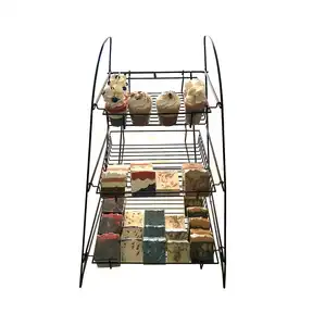 3-Tier Wire Display Rack Bäckerei Snacks Confection Tray Display Arbeits platte Stand Schwarz