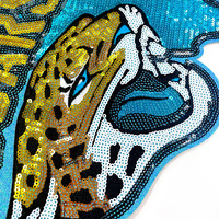 Patch brodé en sequins tête de léopard Jacksonville Jaguars Football pour chaussures, chapeaux, manteaux et vêtements