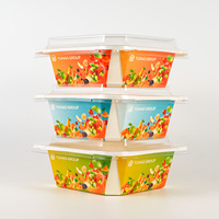 Boîte à lunch jetable en papier kraft avec couvercle transparent, bol à salade rectangulaire à emporter, récipient alimentaire pour restaurant