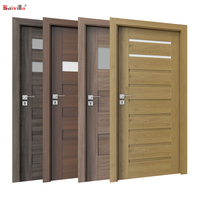Porte en bois massif moderne avec insert en verre trempé HPL, porte intérieure en bois écologique avec placage en chêne, finition ignifuge