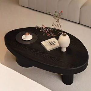 Solid Wood <b>Coffee</b> <b>Table</b> Oval Shape Modern Design For Living Room <b>Small</b> Apartment - Product Image 2
