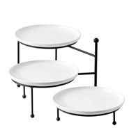 Présentoir de nourriture pour buffet Support de restauration à 3 niveaux pour présentoir de nourriture Plateaux de service à 3 niveaux pour plateaux ronds de fête