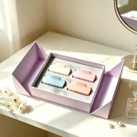Boîte cadeau rigide magnétique à double porte, rose violacé, personnalisée, pour emballage de pinces à cheveux, papier de luxe